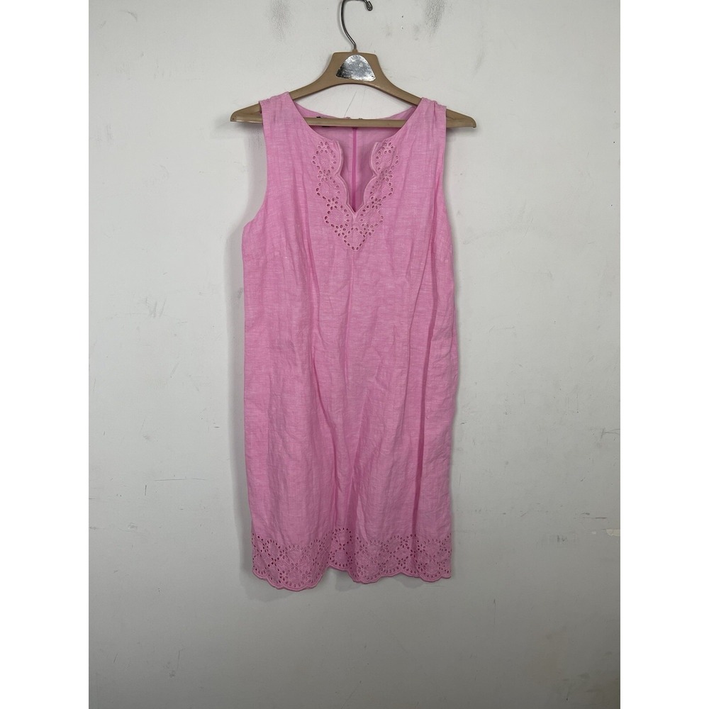 Talbots Womens Dress 8 Pink Preppy Eyelet Lace Coquette Feminine Valentines Day